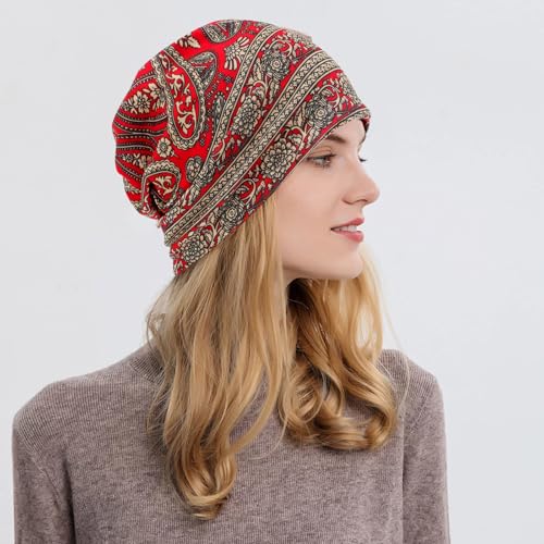 XYIYI Womens Chemo Headwear Hats Cotton Slouchy Beanie Cap Scarf - color: 2pcs Black Red