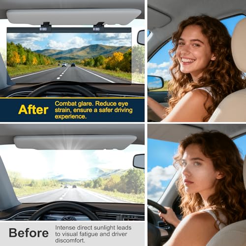 Veharvim Sun Visor Extender for Car, Visor Extender Attachment for Car, Adjustable Visor Extender Sun Blocker UV400, Polarized Sun Visor Extender, Anti-Glare, UV Protector (1 Pack, Large) - color: 1 Pack, size: Large