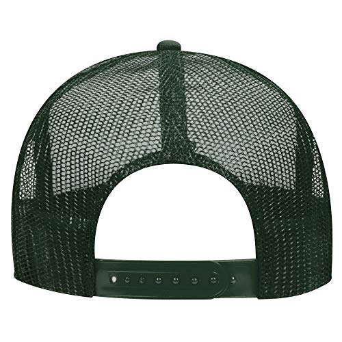 OTTO Polyester Foam Front 5 Panel High Crown Mesh Back Trucker Hat - color: Dk.grn/Wht/Dk.grn