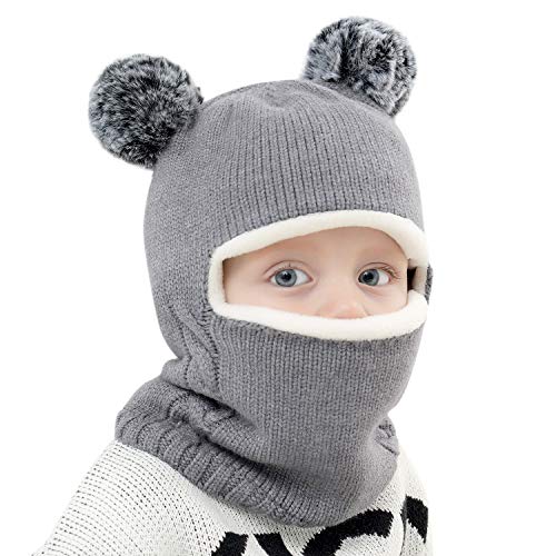 Baby Winter Hat Scarf Set, Unisex Infant Toddler Kids Hat Scarf - color: Grey, size: 2-5T