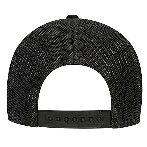 Ashen Fane 6 Panel Blend Twill Structured Low Profile Mesh Back Snapback Trucker Hat - color: Black