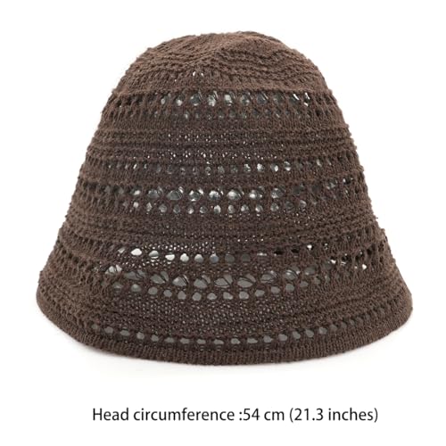 Women's Beach Bucket Hat Fisherman Cap Hollow Mesh Lightweight Breathable Sun Hat for Summer - color: Single Layer Coffee Color