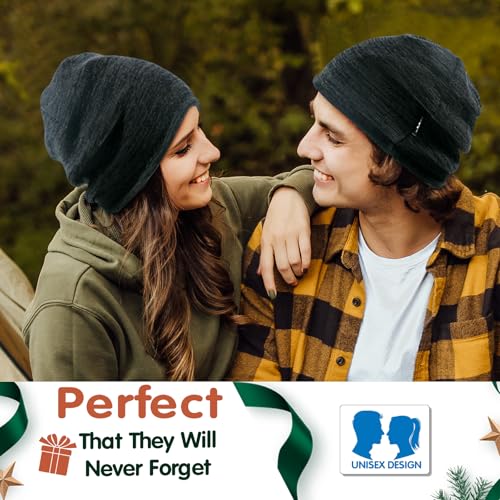 Lvaiz Winter Fleece Lined Beanie Hat for Men Women Reversible Skull Cap - color: Mixed Grey+grey