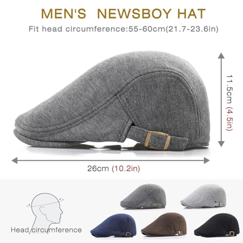 Men's Cotton Newsboy Hats Flat Ivy Gatsby Cap Irish Cabbie Ivy Driving Hunting Hat - color: Dark Grey