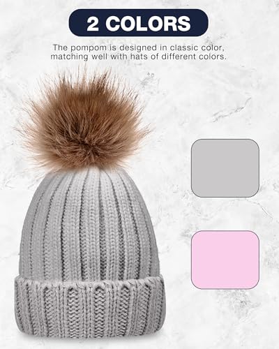 Syhood 4 Pcs Hat and Glove Set Winter Beanie and Glove Set - color: Gray and Pink