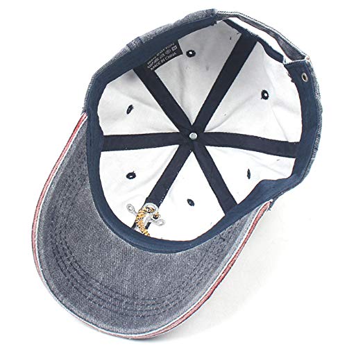 Anchor Embroidered Cotton Washed Dad Hat Distressed Retro Baseball Hat - color: Navy