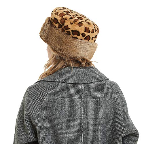 sy soul young Women's Leopard Faux Fur Hats Fluffy Bucket Hat Russian Style - color: Classic Leopard