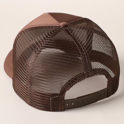 MIRMARU 5 Panels Blank Foam Front Two Tone Solid Trucker Mesh Back Baseball Cap with Adjustable Snapback Strap - color: Solid-dark Brown