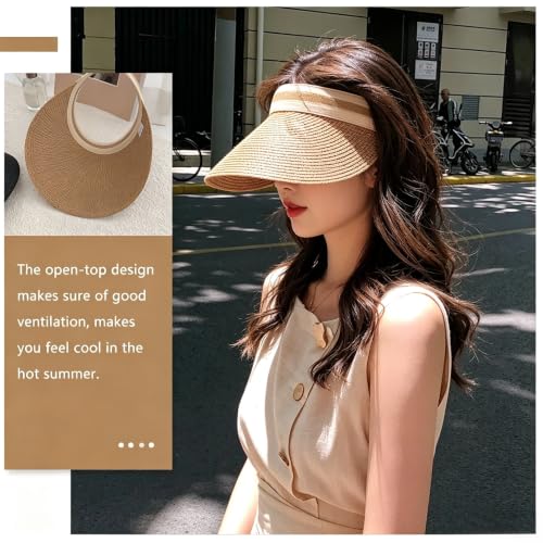 Khaki Women's Sun hat, Adjustable Straw Woven Sun hat,Suitable Outdoor