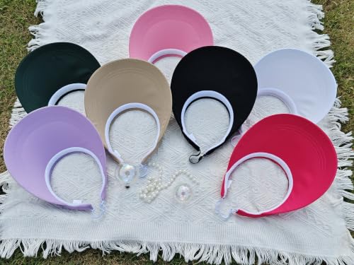 2 Pack Sun Visors Women Wide Brim Clip on Summer Hats Adjustable UV Protection - color: Black,navy Blue