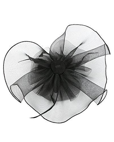Z&X Sinamay Fascinator Hat Floral Feather Pillbox Derby Hats for Women Wedding Tea Party with Headband Clip - color: 006b Black