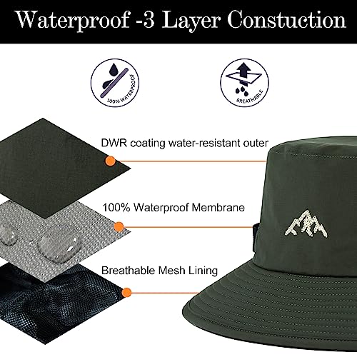 TOP-EX Men's Waterproof Bucket Sun Hat, UPF 50+ Wide Brim, S/M-XXL - color: 94573_army Green, size: Large