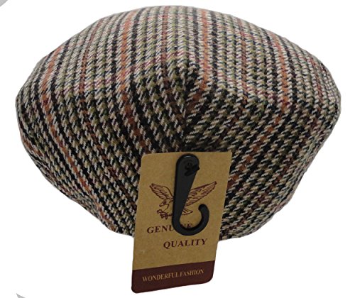 Wonderful Fashion Men's Classic Herringbone Tweed Wool Blend Newsboy Ivy Hat (Large/X-Large, Charcoal) - color: Brown-green, size: Large-X-Large
