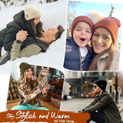 FURTALK Beanie Hat for Men Women Winter Hats for Women Men Soft Warm Unisex Cuffed Beanie Knitted Skull Cap - color: Ad-dark Orange