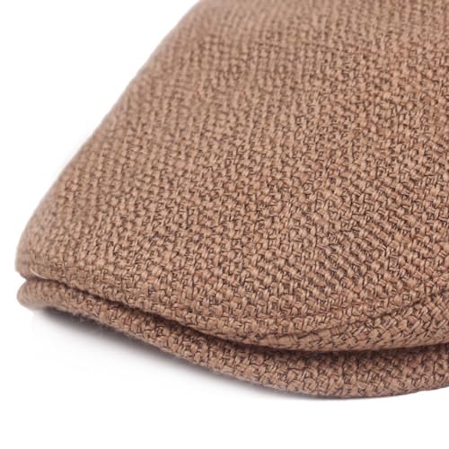 Katutude Unisex Newsboy Cap Cotton Linen Flat Cap Summer Driving Fishing Hunting Hat 2024 Trendy Adjustable Cabbie Beret Cap - color: Coffee