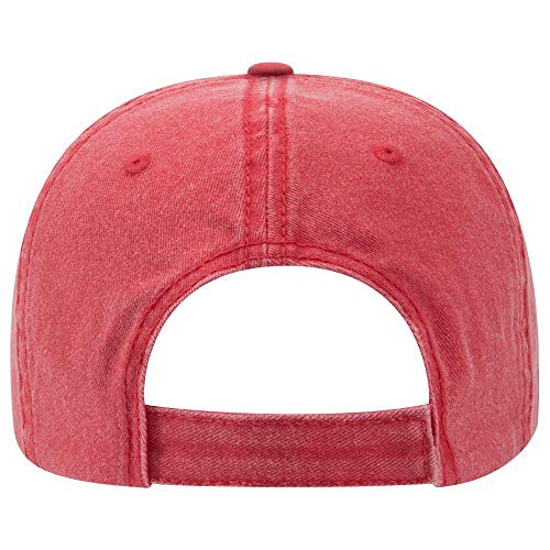 OTTO Garment Washed Pigment Dyed Cotton Twill 6 Panel Low Profile Dad Hat - color: Red