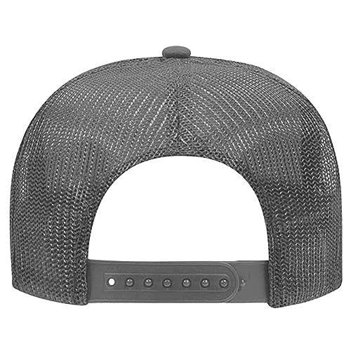 Ashen Fane Polyester Foam Front 5 Panel High Crown Mesh Back Trucker Hat - color: Blk/Ch.gry/Ch.gry