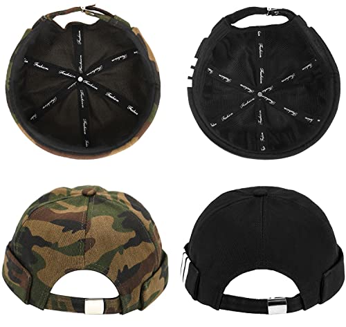 Glamorstar Dome Brimless Hats for Women Men Sailor Docker Beanie Cap Hip Hop Hats - color: Black Camo