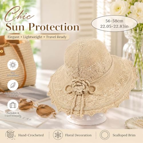 Woven Straw Bucket Hat for Women Bowknot Straw Bucket Hats Packable Sun Hats Summer Party Travel Daily Wear - color: Beige