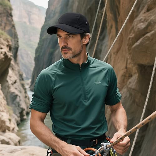 Croogo Short Brim 5 Panel Hat Quick Drying Baseball Cap for Outdoor Sports - color: Black