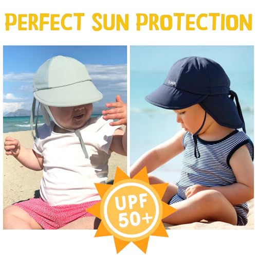 Baby Sun Hat with Breathable Mesh, UPF 50+ Boys Girls Toddler Swim - color: Gray Green + Navy Blue, size: 0-6 Months
