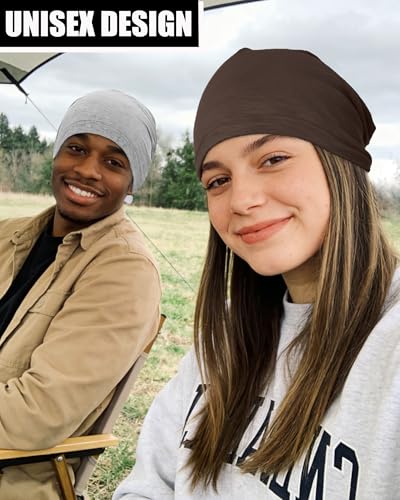 100% Cotton Summer Beanie for Men Women, Thin Soft Slouchy Beanies - color: 1pcs-dark Coffee, size: Large