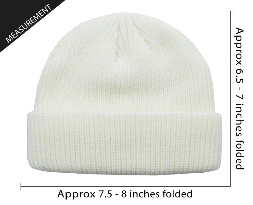 Fisherman Short Beanie Leon Roll up Trawler Classic Skullcap Hipster Beanie Warm Winter Hats Acrylic Ribbed Knit Cuff Daily - color: White Fisherman Beanie