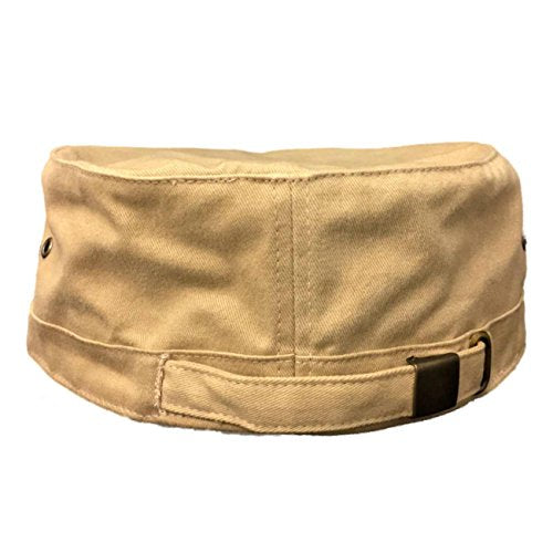 Military Style Solid Blank GI Flat Top Cadet Cotton Castro Patrol Fitted Cap Hat - color: Khaki