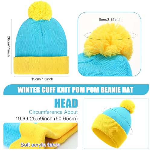 Shinymoon 3 Pcs Halloween Knit Pom Beanie Gloves Socks Set - color: Blue and Yellow