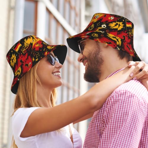Bucket Hat for Men Women Packable Sun Hats Fisherman Outdoor Summer Travel Hiking Beach Caps - color: German Football
