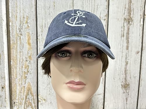 Embroidered Baseball Caps for Men and Women - color: Anchor (Washed Navy Blue)