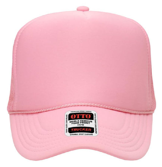 Otto Cap 5-Panel High Crown Mesh Back Trucker Hat - color: Pink