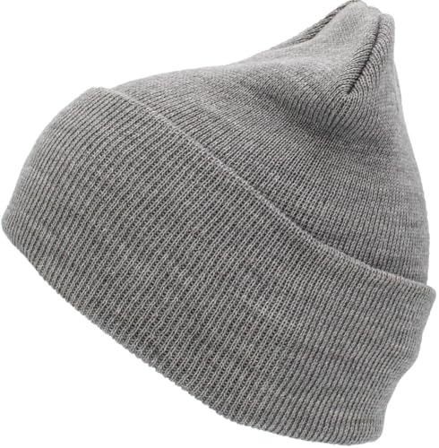 KBETHOS Made in USA Classic Men's Women's Cuffed Folded Acrylic Knit Beanie Hat Solid Unisex Cold - color: Light Gray Solid Long Beanie