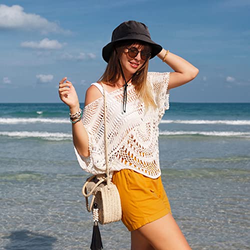 Water-Resistant Bucket Hat for Women Men Rain Hat UPF 50+ Boonie Sun Hat - color: Black