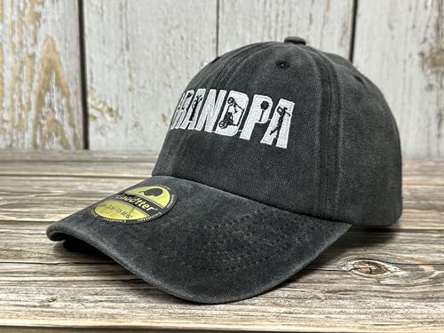 Embroidered Baseball Caps for Men and Women - color: Golfing Grandpa (Washed Black)
