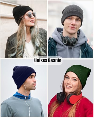 ROYBENS Satin Lined Beanie Hat for Women Men, Wool Knit Cuffed Winter Hats - color: 1pcs Army Green