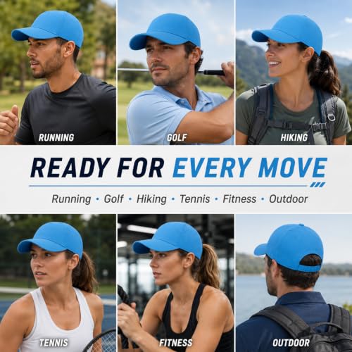Quick Dry Baseball Cap Trucket Hats UPF50+ Structured Golf Hats Men Women - color: Blue