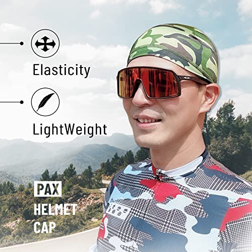PAX Beanie Cycling Skull Caps, Camo Cooling Helmet Liner, Sweat Breathable Moisture Wicking Running Hat for Outdoor Sport. - color: Camo Green