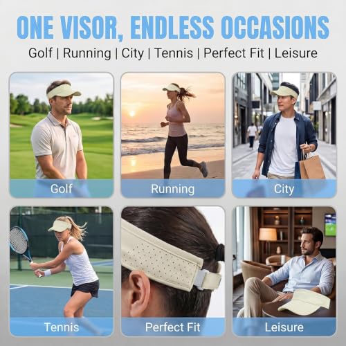 Sun Visors for Women Men Adjustable Folding Cap Running Golf Tennis - color: Light Brown