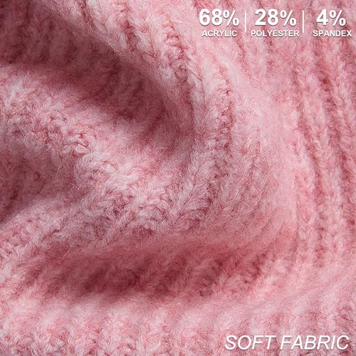 Large Slouchy Winter Hat for Cold Weather, Warm Loose Slouch and Cuffed Beanie Hats for Women Men - color: Pink