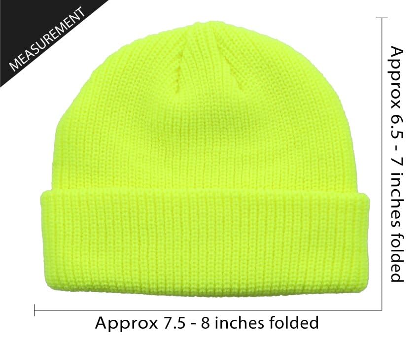 Fisherman Short Beanie Leon Roll up Trawler Classic Skullcap Hipster Beanie Warm Winter Hats Acrylic Ribbed Knit Cuff Daily - color: Neon Lime Fisherman Beanie