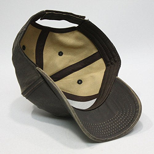 Heavy Washed Coated Canvas Wax-Look Adjustable Low Profile Men Women Baseball Cap - color: Coated Dark Brown
