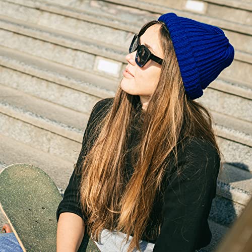ROYBENS Swag Wool Knit Cuff Short Fisherman Beanie for Men Women Winter Hat - color: 1blue