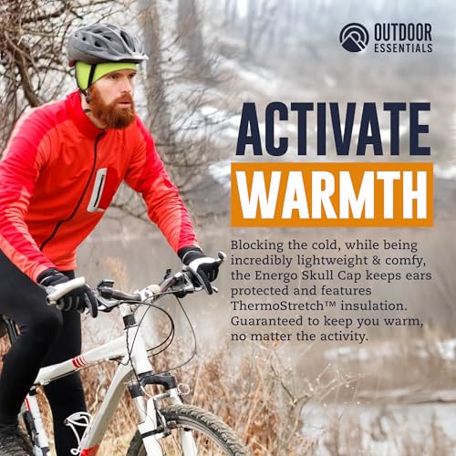OutdoorEssentials Skull Cap Helmet Liner - Thermal Fleece for Cycling Gear - Stretch Fit Mens Beanie - Lightweight Skull Caps - color: Yellow