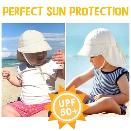 Baby Sun Hat with Breathable Mesh, UPF 50+ Boys Girls Toddler Swim - color: Apricot, size: 0-6 Months