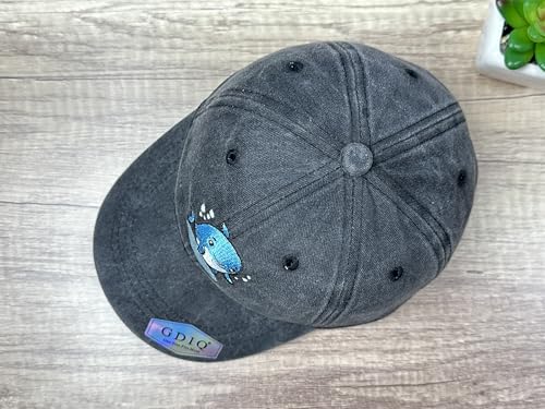 Adjustable Embroidery Animal Baseball Hat for Kid Toddler Child - color: Dolphin (Washed Black)