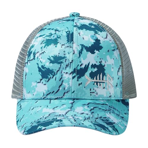 BASSDASH Altimate Fishing Hat Mesh Back for Men Women Adjustable Baseball Trucker Cap - color: Ocean Digital Camo