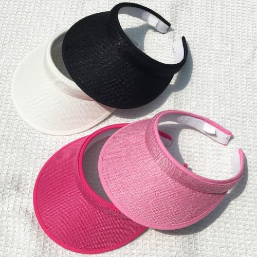 3 Pieces Clip On Visors Women Men Visor Outdoor Sports Golf Hat - color: Black, Beige, Rose Red