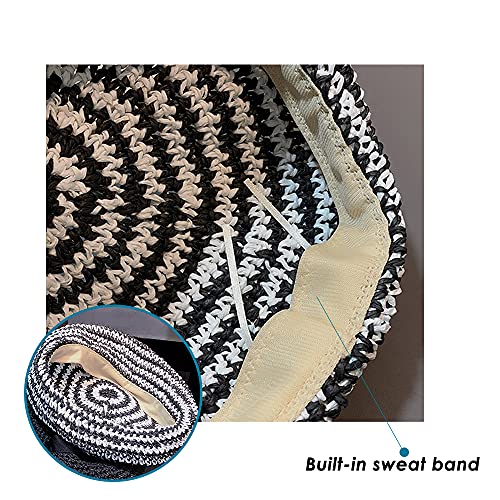 Straw Beret Summer French Beret Hats for Women Artist Crochet Beret - color: Striped