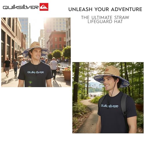 Quiksilver Men's Wide Brim Outdoor Lifeguard Straw Sun Hat - color: Royal Blue, size: Large-X-Large